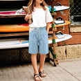 thumbnail image 6 of Women's Elastic Waist Knee Length Casual Bermuda Shorts with Drawstring For Kids (4-15 Years), 6 of 6