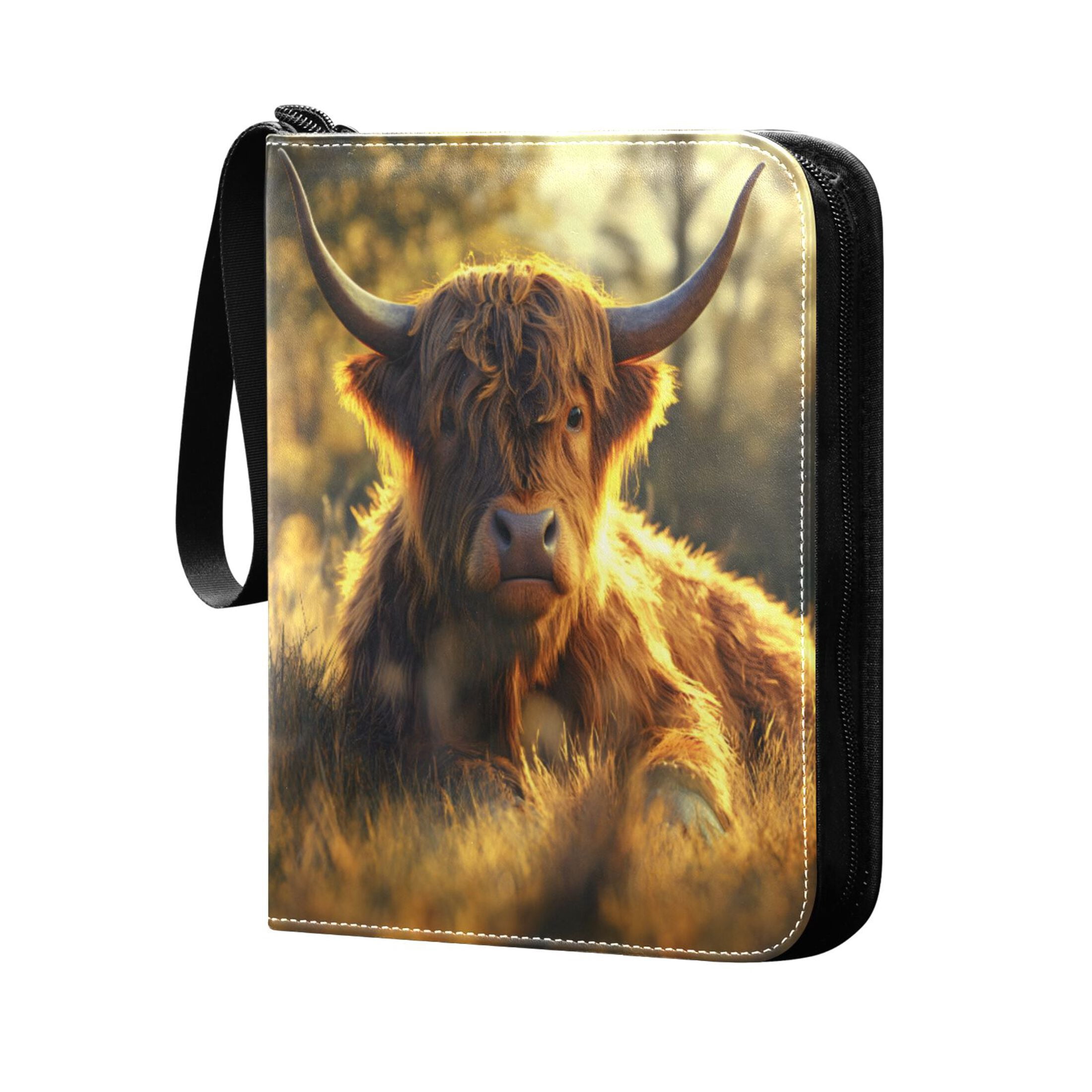 ALAZA Highland Cattle Sunset Trading Card Binder 4 Pocket Cards Collection Album 400 Folder Holder
