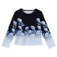 thumbnail image 4 of LTTVQM Girls Long Sleeve Shirts 3-4 Casual Winter Floral Print Tunic Tops Cute Round Neck Pullover Holiday Shirts Light Blue 3-4 Years, 4 of 4