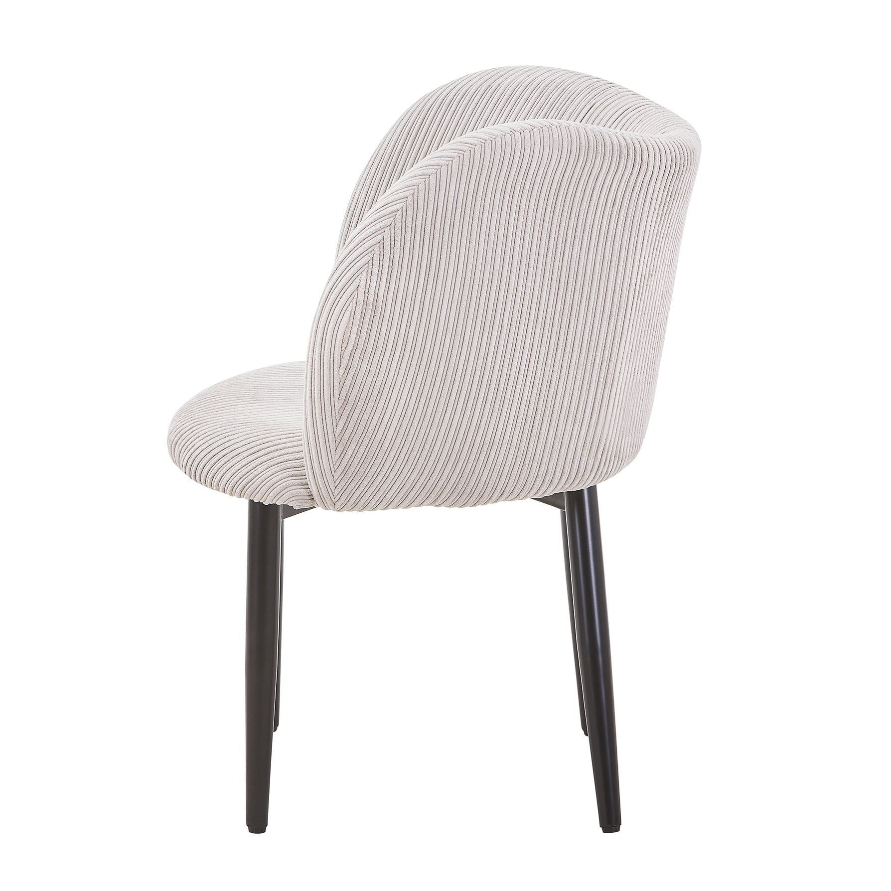 Mid-Century Modern Corduroy Style Fabric Curved Padded Back Dining Chair, Grey (Set of 2)