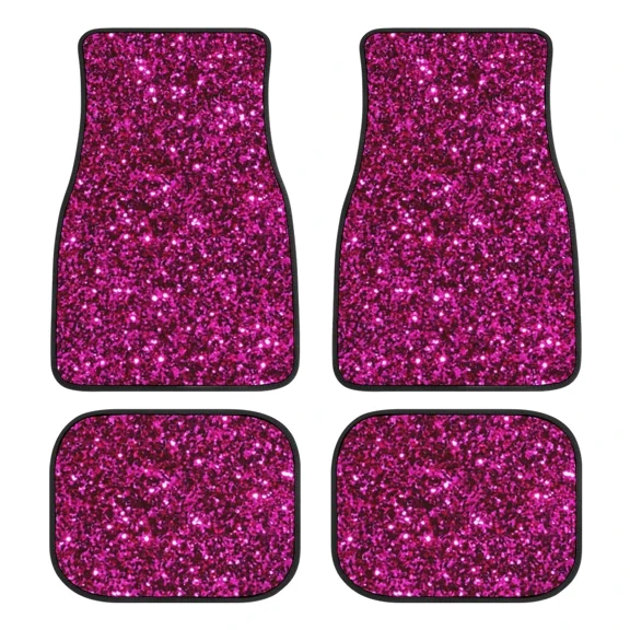 Bling Pink Car Floor Mats Fit Most Car Interior Rubber Floor Mats Custom Printed Pattern Floor Mats 4pcs
