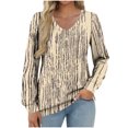 thumbnail image 2 of Heisall Women's Tops Spring Autumn 2025 New Arrival Long Sleeve V-Neck Loose Casual T-shirts with All-over Print Fashion, 2 of 5