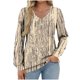 thumbnail image 2 of Heisall Women's Tops Spring Autumn 2025 New Arrival Long Sleeve V-Neck Loose Casual T-shirts with All-over Print Fashion, 2 of 5