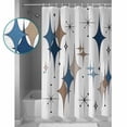 thumbnail image 3 of Blue Brown Geometric Bohemian Shower Curtain for Bathroom, Vintage Mid Century Star Waterproof Shower Curtains Washable Quick Dry with Hooks Bathtub Curtains 72x72 IN, 3 of 7