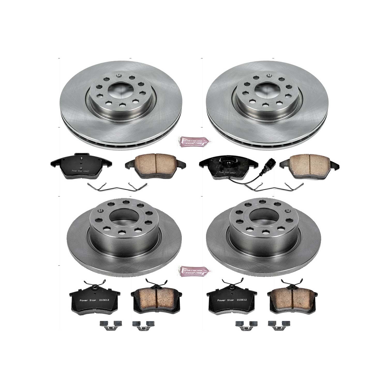 PowerStop Front and Rear Stock Replacement Brake Pad and Rotor Kit Fits: VOLKSWAGEN Select Models KOE7530