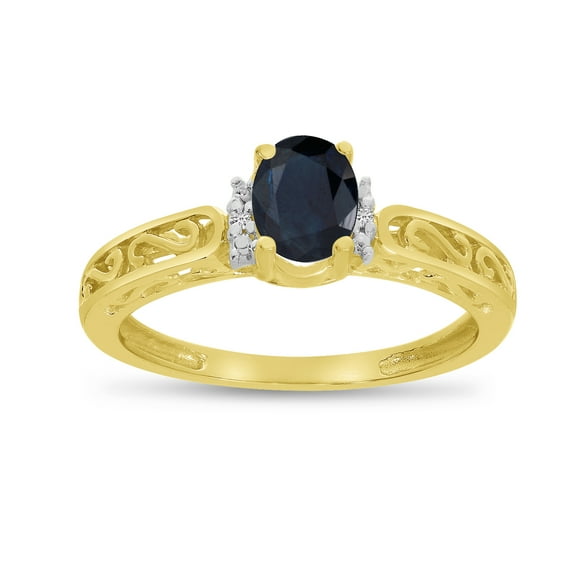 10k Yellow Gold Oval Sapphire And Diamond Ring