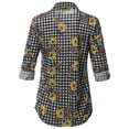 thumbnail image 2 of FashionOutfit Women's Casual Floral Print Roll Up Sleeves Button Down Shirt Top, 2 of 5