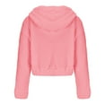 thumbnail image 6 of CQONEPT Cropped Hoodies for Womens Sherpa Fleece Sweatshirts Full Zip Solid Clothes Fluffy Casual Long Sleeve Shirts Pink S, 6 of 6