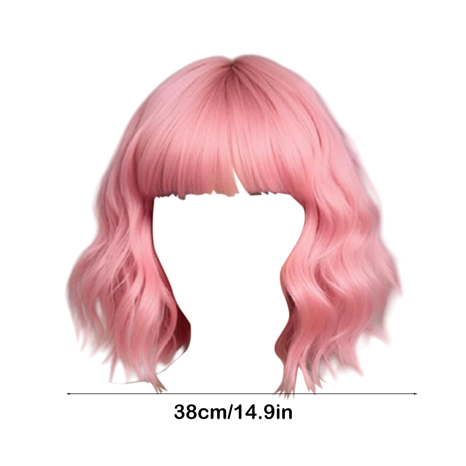 YSGFHGJW Headband Wig Human Hair,Europe And The United States Wigs For Boys And Girls With Bangs Short Curly Hair Party Available Ripple Multi Color Optional Rose Net Head Styling,Pink