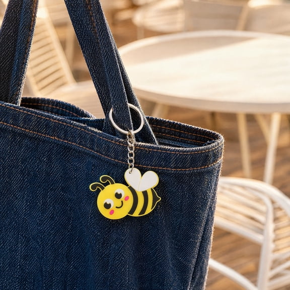 WHAMVOX 12 Pcs Cartoon Bee Keyrings Novelty Keychain Cute Birthday Keychains