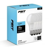 Feit Electric 3018643 75W A19 E26 Medium Daylight Equivalence LED Bulb, Pack of 4