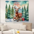 thumbnail image 2 of Merry Christmas Santa Reindeer Antlers Rhodesian Ridgeback Sleigh Xmas Winter Holiday Tapestry Ridgebacks Dog Lover Gifts Wall Hanging Backdrop Home Decor - 00023, 2 of 5