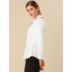 thumbnail image 4 of Blusa Allegra K de Manga Larga con cuello Peter Pan y volantes Blanco L, 4 of 6
