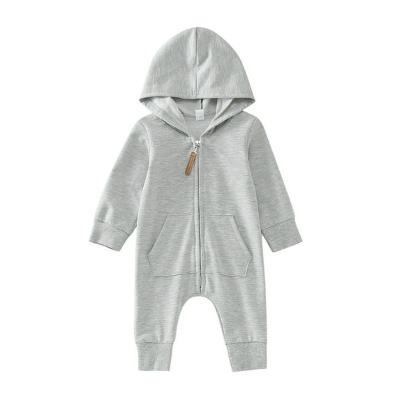 WUXIAN Toddler Girls Boys Winter Long Sleeve Jumpsuit Hooded Solid Color Outwear Children Clothes Baby Comfortable Dailywear