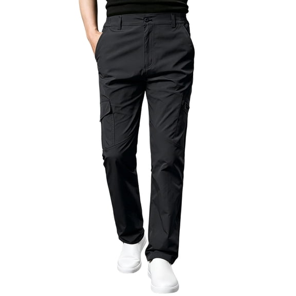 USNSM Men's Hiking Pants Zip Off Cargo Pants Straight Leg Thin Solid Color Lightweight Quick Dry Convertible Outdoor Pants Black M