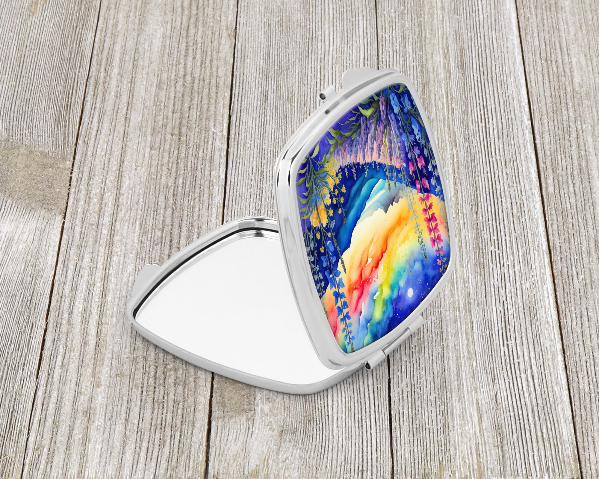 Colorful Delphinium Compact Mirror 2.75 in x 3 in