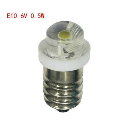 

3/4.5/6V 0.5W 6000K White LED E10 Replacement Bulb for Flashlight Lantern Torch