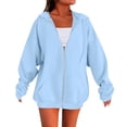 thumbnail image 2 of Resicozy Full Zip Hoodies for Women Oversized Long Sleeve Hooded Sweatshirts Trendy 2026 Casual Fashion Hoodie with Pockets Sky Blue 2XL, 2 of 7