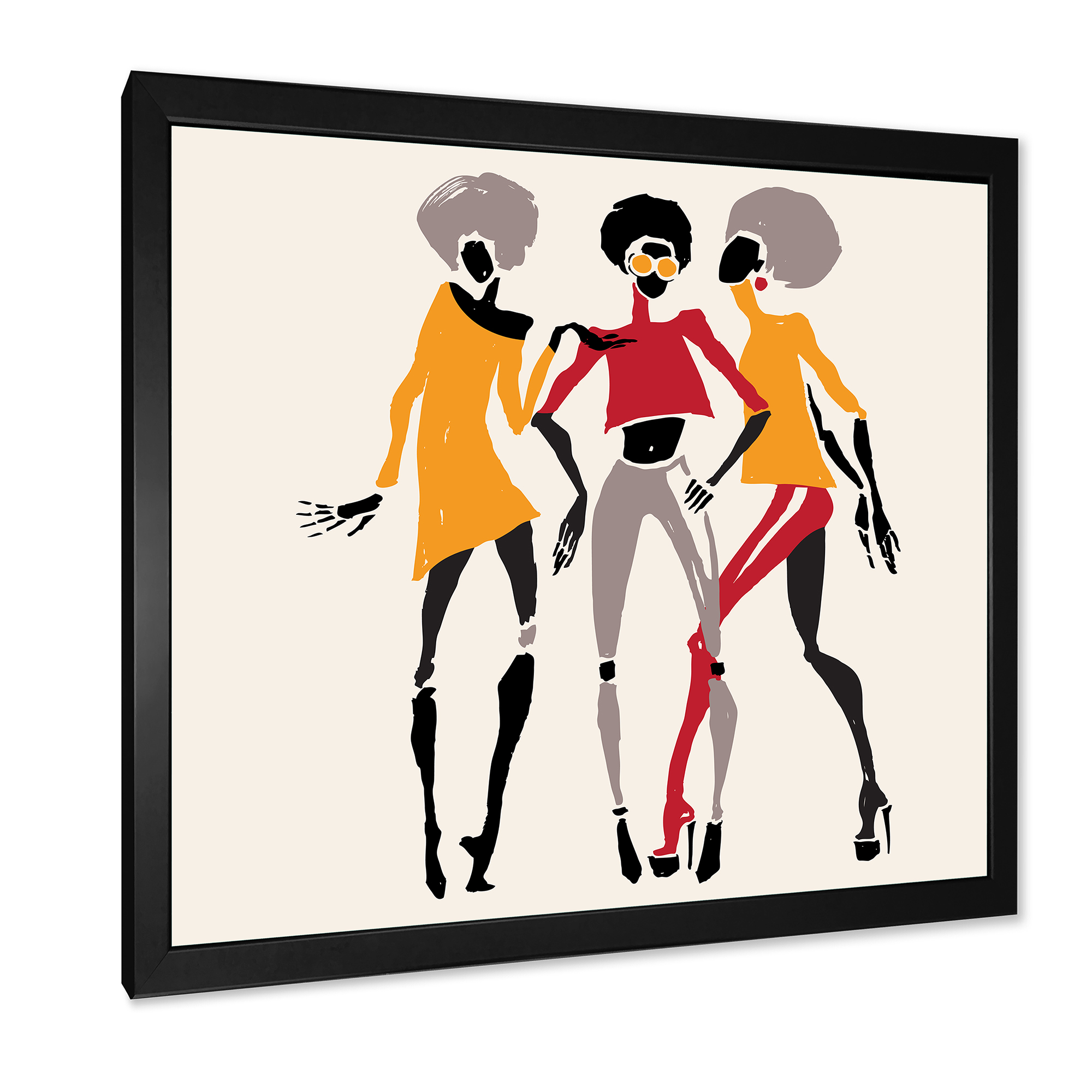 Designart 'African American Women Silhouettes Red and Yellow II' Modern Framed Art Print