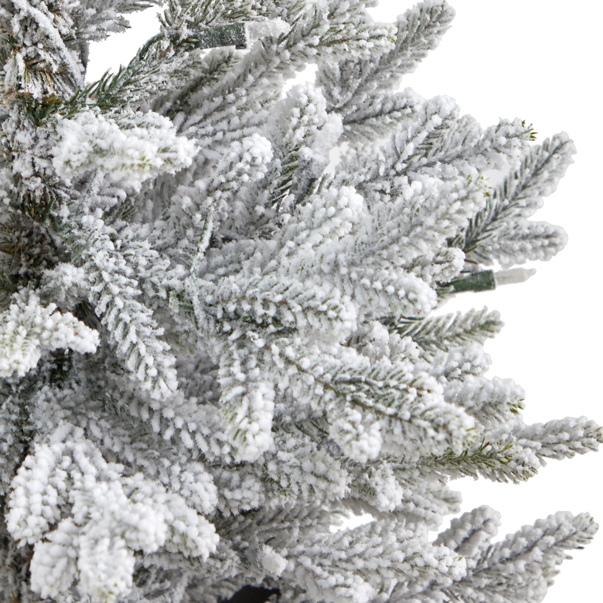 Nearly Natural 4' Flocked Fraser Fir Artificial Christmas Tree, Prelit with 200 Lights