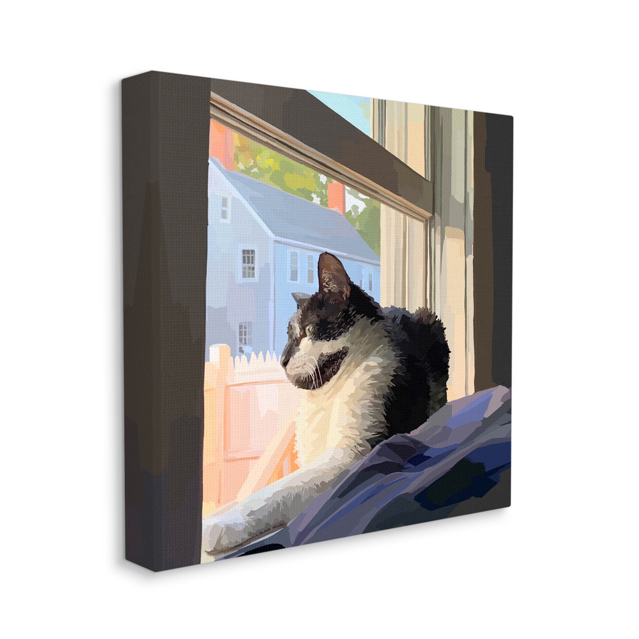 Stupell Industries Warm Sunlit Cat Neighborhood Windowsill Graphic Art Gallery Wrapped Canvas Print Wall Art, Design by Emily Kalina