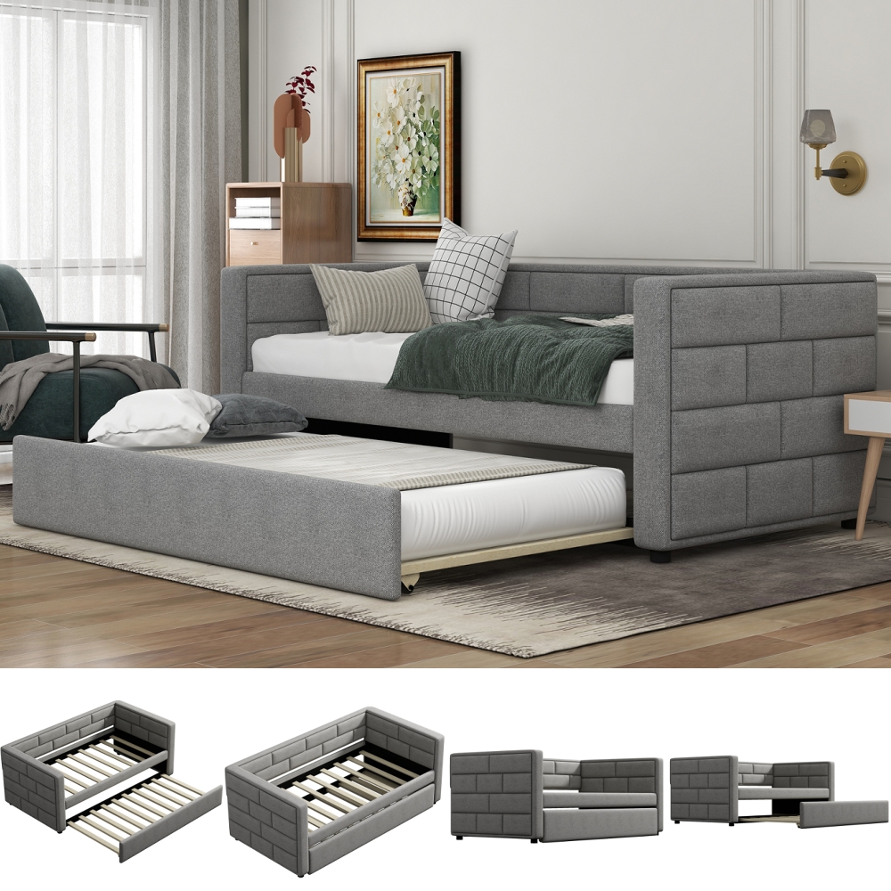 Jusddie Daybed Sofa Beds Twin Size Heavy Duty Day Bed With Trundle