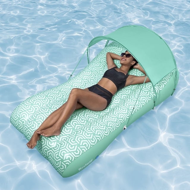 Large Inflatable Water Floating Bed for Adults - Pool Lounge Chair with Backrest & Cup Holder | Inflatable Floating Cushion for Pool Leisure & Relaxation