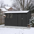 thumbnail image 3 of JXXRZ 12x10 FT Metal Storage Shed with Window, Shelves & Foldable Workbench, Lockable Garden Shed, Black, 3 of 9
