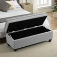 thumbnail image 3 of 51" Fabric Storage Ottoman Bench, Tufted Upholstered Rectangle Storage Bench with Hinge for End of Bed Bedroom Living Room Hallway (Light Gray), 3 of 10