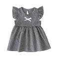 thumbnail image 1 of Toddler Girls' Dresses Summer Fly Sleeve Plaid Pattern Solid Color Summer Light Casual Dress Robe Fille Size 18-24 Months, 1 of 6