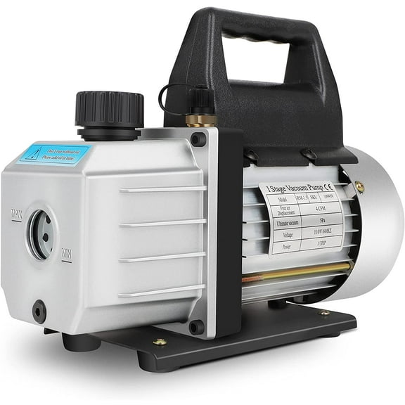 4 CFM Rotary Vane Deep Vacuum Pump 1/3HP Refrigerant 5 PA AC Air Tool 110V 60Hz Wine Degassing or Epoxy Manifold Gauge Milk and Medical Processing Durable and Reliable Pump Single Stage Pump