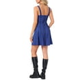 thumbnail image 3 of Vestido sin mangas de mujer con tirantes de cuadros y cremallera frontal en azul y negro, 3 of 6