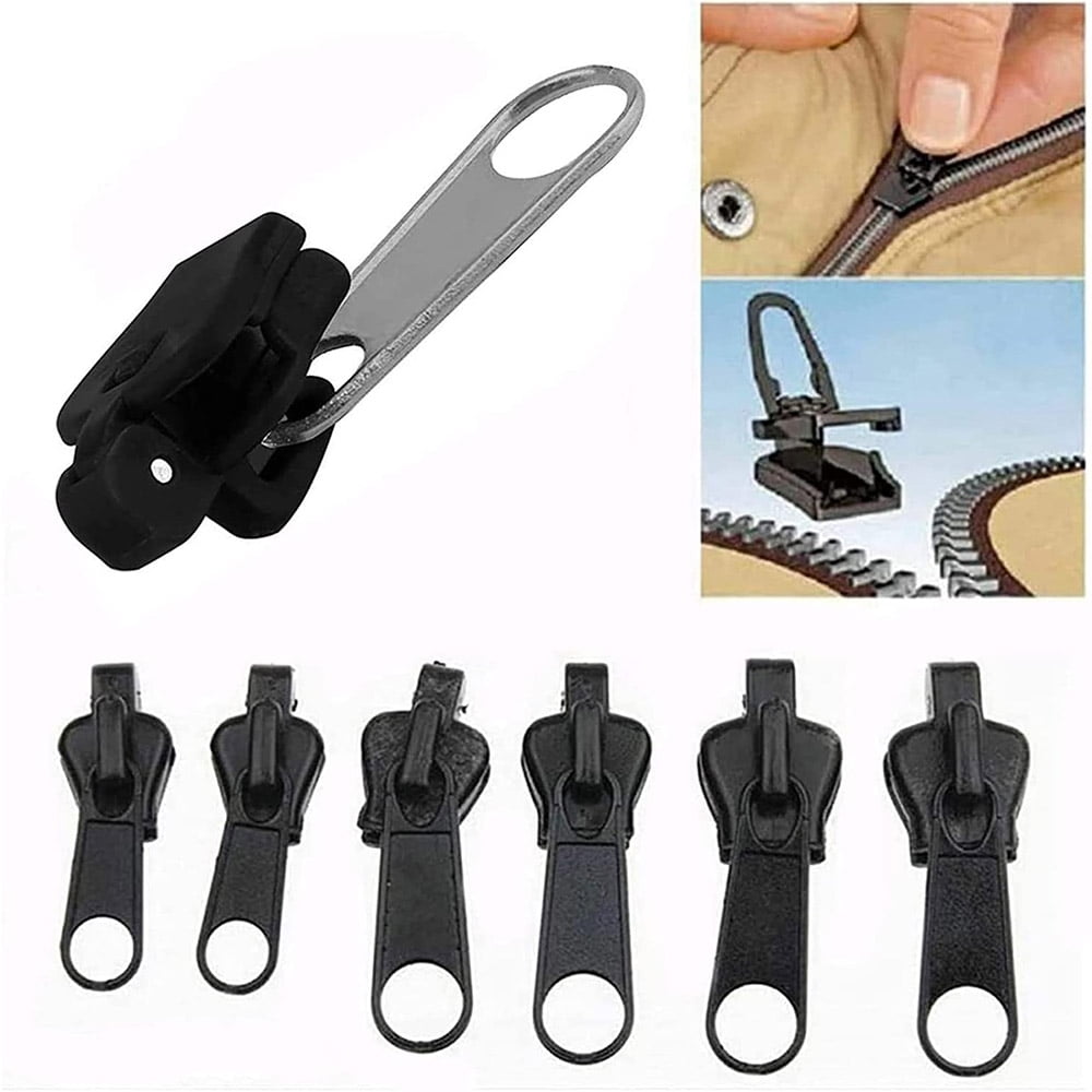 6pcs Zipper Repair Kit Universal Instant Zipper Fixer With Metal Slide 3  Different Zipper Sizes For Repairing Coats Jackets - AliExpress