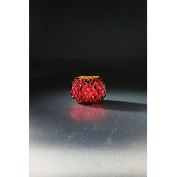 CC Home Furnishings Geometric Pattern Hand-Blown Glass Vase - 6" - Red