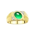 thumbnail image 1 of RYLOS Men's Rings 14K Yellow Gold Cabochone Gemstone & Diamond Designer Emerald Rings For Men Size 13, 1 of 7