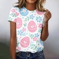 thumbnail image 2 of KDDYLITQ Easter Tops for Women Short Sleeve Egg Rabbit Graphic Soft T-Shirts Crew Neck Daisies Cute Blouse Carrots Loose Vacation Tees Light pink 2XL, 2 of 5