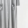 thumbnail image 6 of Blmnix Nightshirts Nightgowns for Women Button Down Nightgown Bamboo Nightgowns Night Shirts Below-the-Knee Gray 3/4 Sleeve V-Neck Moomoo Nightgown, 6 of 6