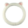 thumbnail image 2 of Plush Cat Steering Wheel Cover White Stylish Accessory Easy to Install Anti-Slip 40cm, 2 of 9
