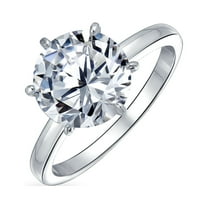 Bling Jewelry Womens Classic 3CT CZ Round Brilliant Cut Solitaire Engagement Ring Sterling Silver