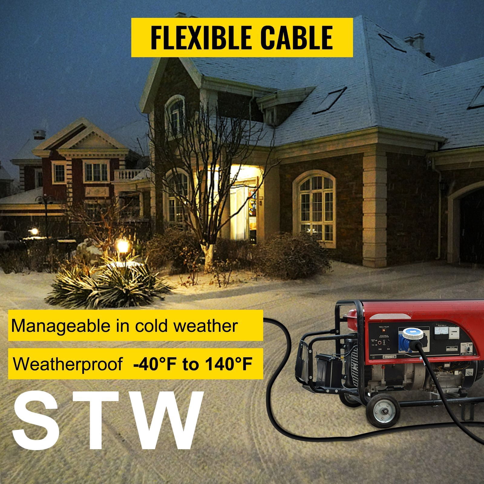 50 ft. 50 amp copper core RV extension cable, 26.5mm diameter with handle, heavy durable trailer power cord