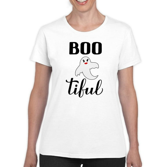 Boo-Tiful Funny Halloween Quote T-Shirt Women -Image by Shutterstock, Female 4X-Large