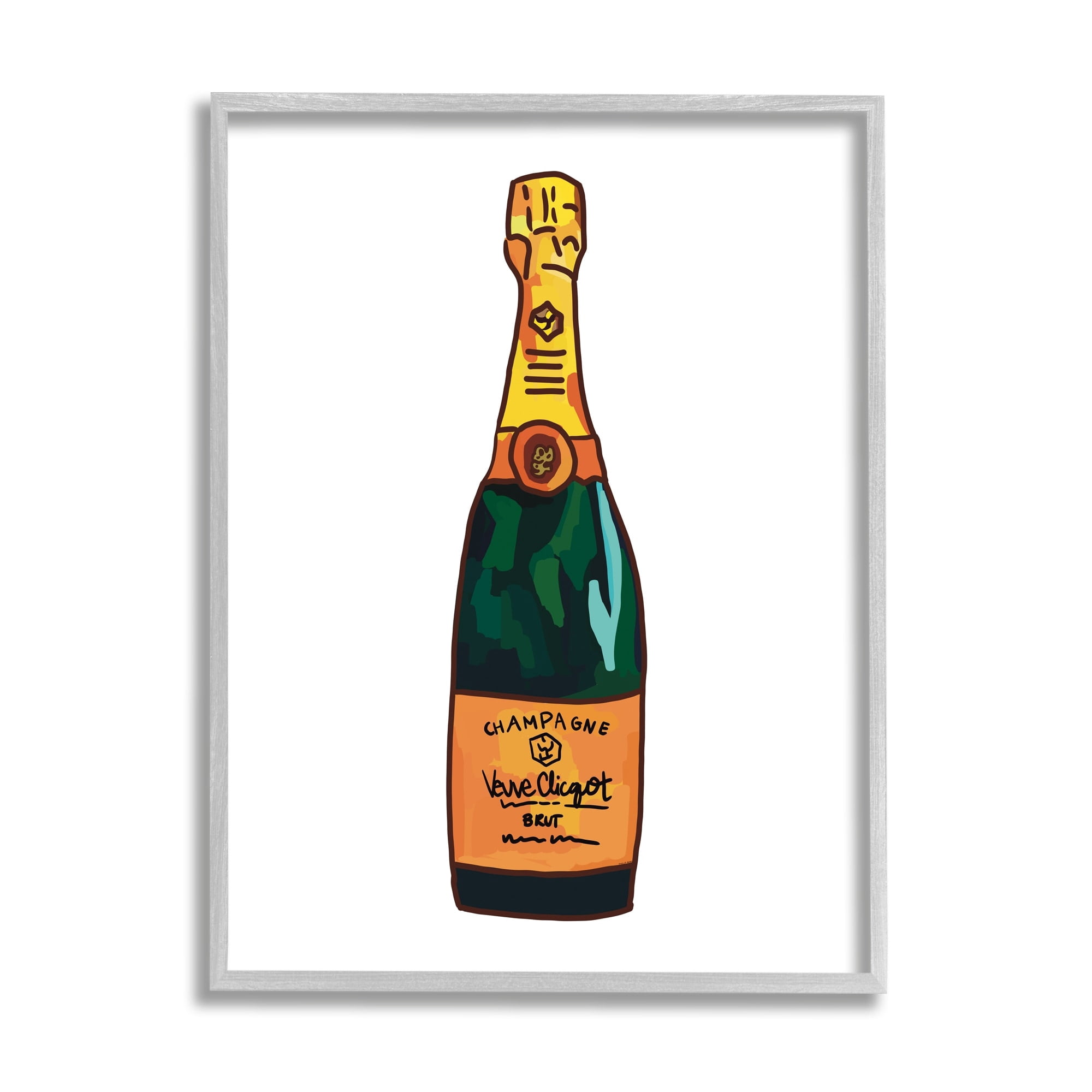 Stupell Industries Classy Champagne Wine Bottle Kitchen Bar Beverage Graphic Art Gray Framed Art Print Wall Art, Design by Amelia Noyes