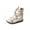 White, variant on Double-Strape Washed PU Leather Women's Boot with Faux Fur Lining
