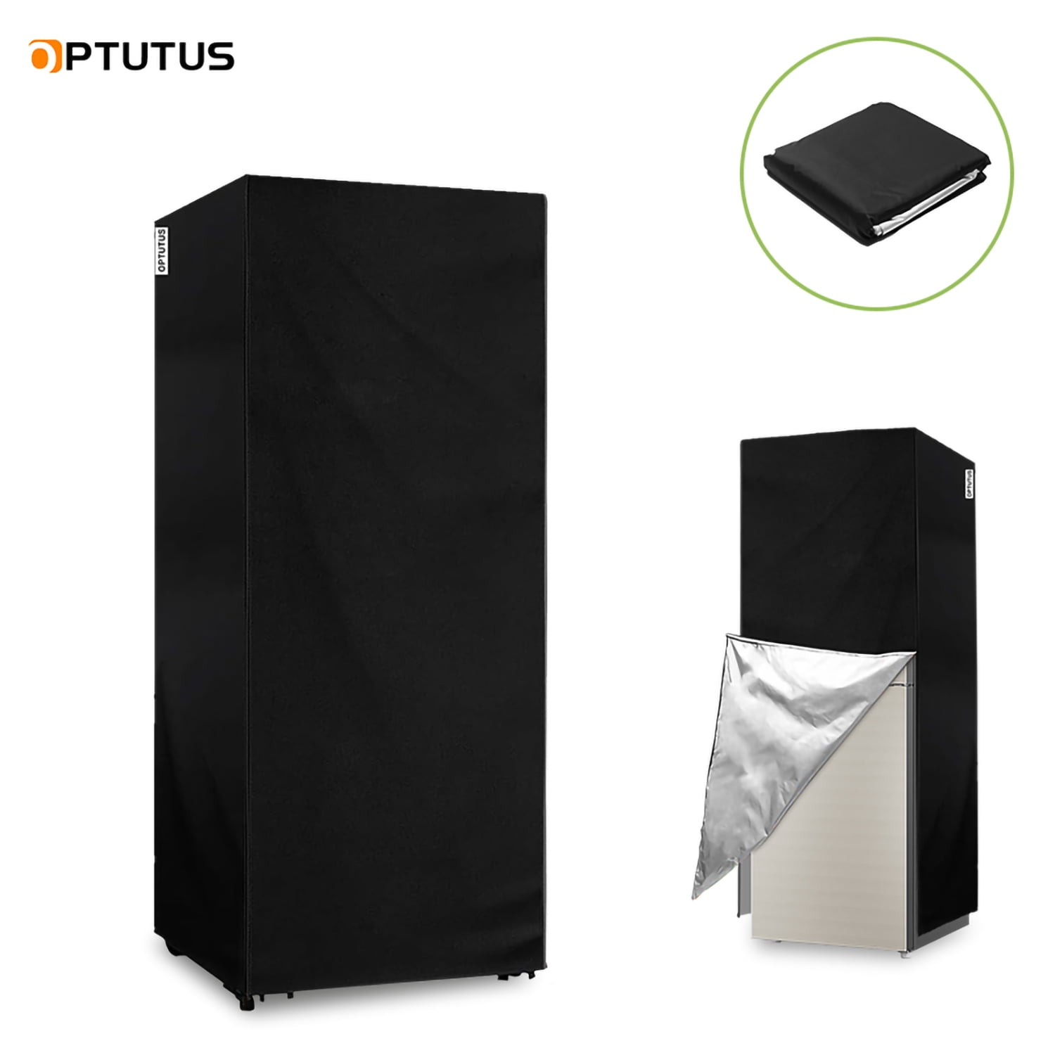 OPTUTUS Vertical Refrigerator Cover 23x23x56 inch, Outdoor Waterproof Fridge Appliance Dust Cover for Freezer, Black Oxford Upright Refrigerator Cover