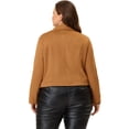 thumbnail image 3 of Chaquetas de gamusintétide talgrande pamujer, informal, de manlarga, con cremallera, corta, pamotociclisCamello 4X, 3 of 5