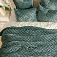 thumbnail image 2 of EVERGRACE Luxury Velvet Quilt Set Queen Size, Diamond Quilted Lightweight Velvet Comforter for All Season, Ultra Soft Oversized Bedspread Coverlet Bedding Set with 2 Pillow Shams, Dark Green, 2 of 8