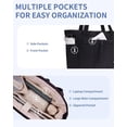 thumbnail image 5 of Puffer Tote Bag for Women, Shoulder Bag Handbag with Cup Holder & 15.6" Laptop Compartment & Trolley Sleeve for Travel, Work, Nurse, Lightweight, 20L, 5 of 6