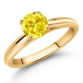 thumbnail image 2 of Gem Stone King 1.50 Ct Round Yellow Zirconia 10K Yellow Gold Solitaire Engagement Ring (Size 8), 2 of 4