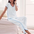 thumbnail image 4 of cfhntfmh 2 Piece Pajama Sets for Women Casual Print Ound Neck Short Sleeve Loose Tops Soft Wide Leg Pants Sleepwear Pjs Sets, 4 of 6
