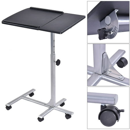 - Costway Adjustable Angle & Height Rolling Laptop Notebook Desk Stand Over Sofa Bed Table